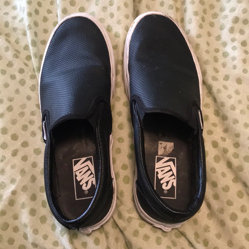 vans leather slip ons